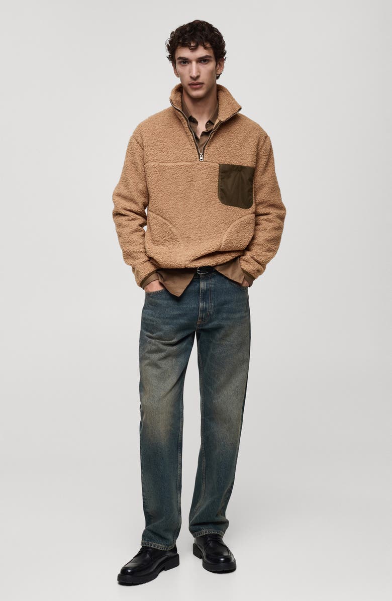 MANGO Chest Pocket Fleece Half Zip, Alternate, color, 