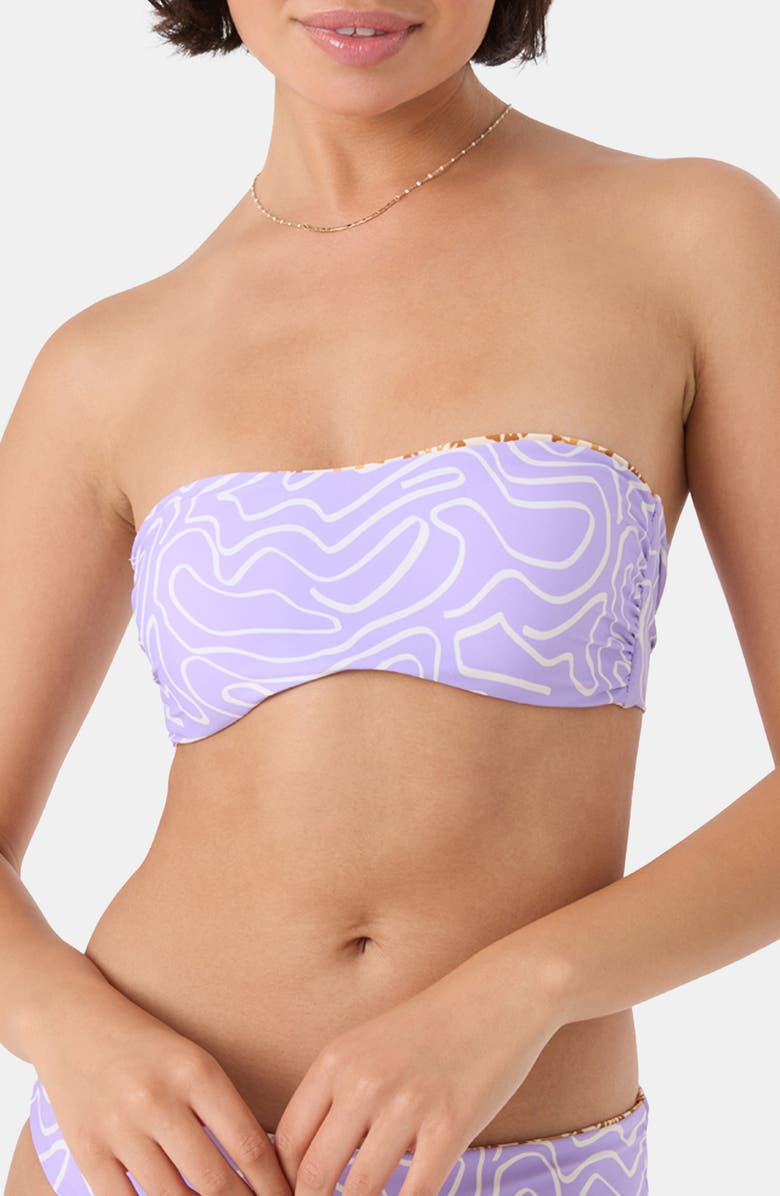 Roxy Sunshine State of Mind Reversible Bandeau Bikini Top, Main, color, Purple Multi