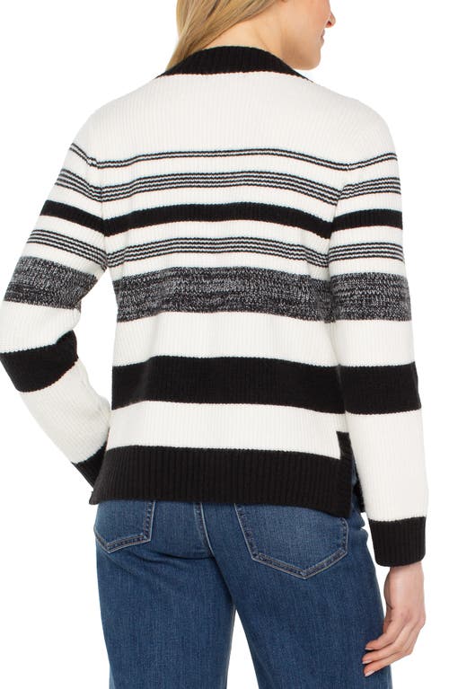Liverpool Los Angeles Stripe V-neck Sweater In White