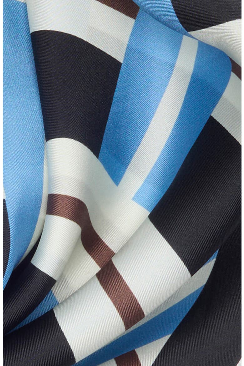Print Silk Square Scarf, Alternate, color, BROWN - LIGHT BLUE CROSSHATCH