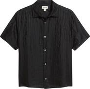 Open Edit Wavy Stripe Short Sleeve Button-Up Shirt