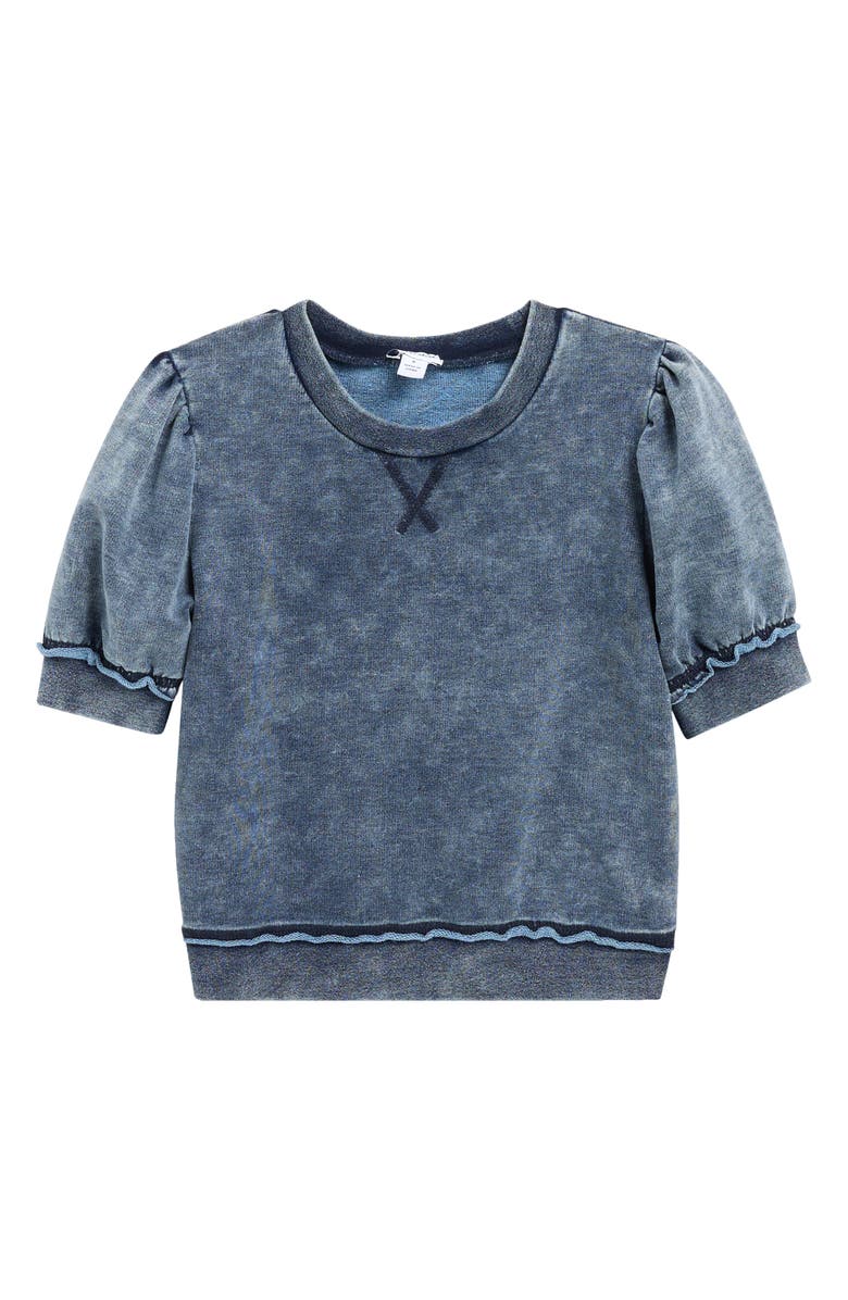 Splendid Kids' Washed Puff Sleeve Top, Main, color, Indigo