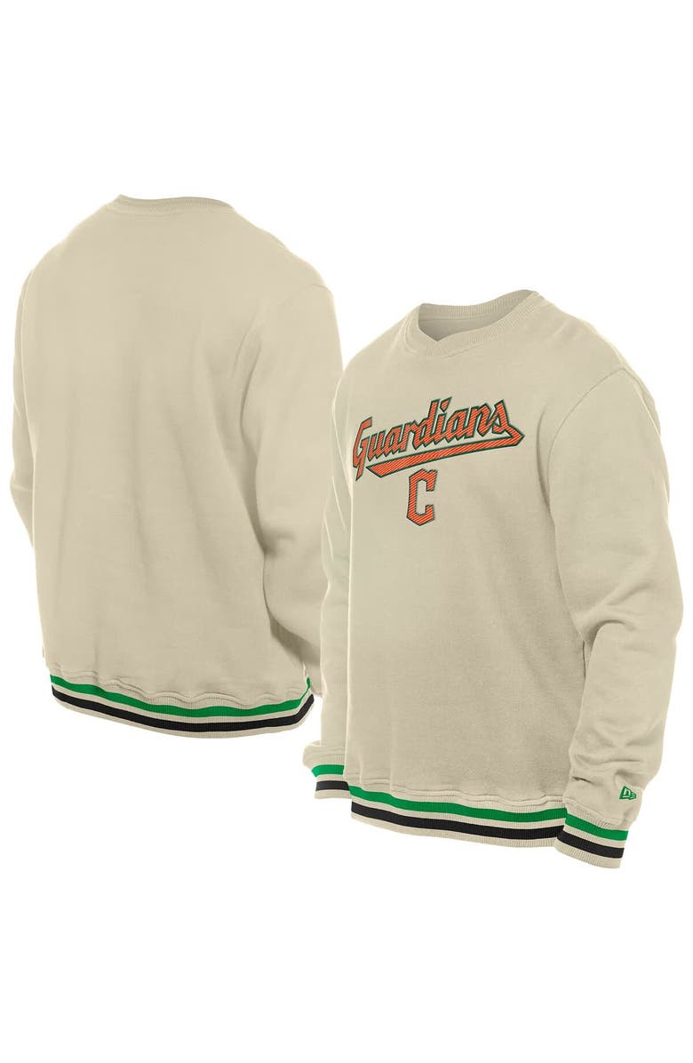 New Era Men's New Era Cream Cleveland Guardians St. Patrick's Day Twill Pullover Sweatshirt, Main, color, Cream