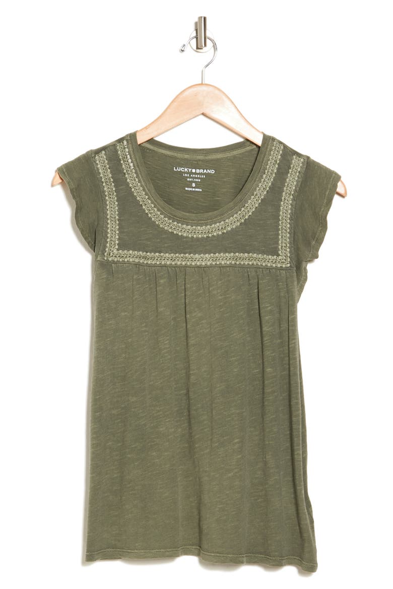 Embroidered Cotton Slub Tee, Alternate, color, AGAVE GREEN
