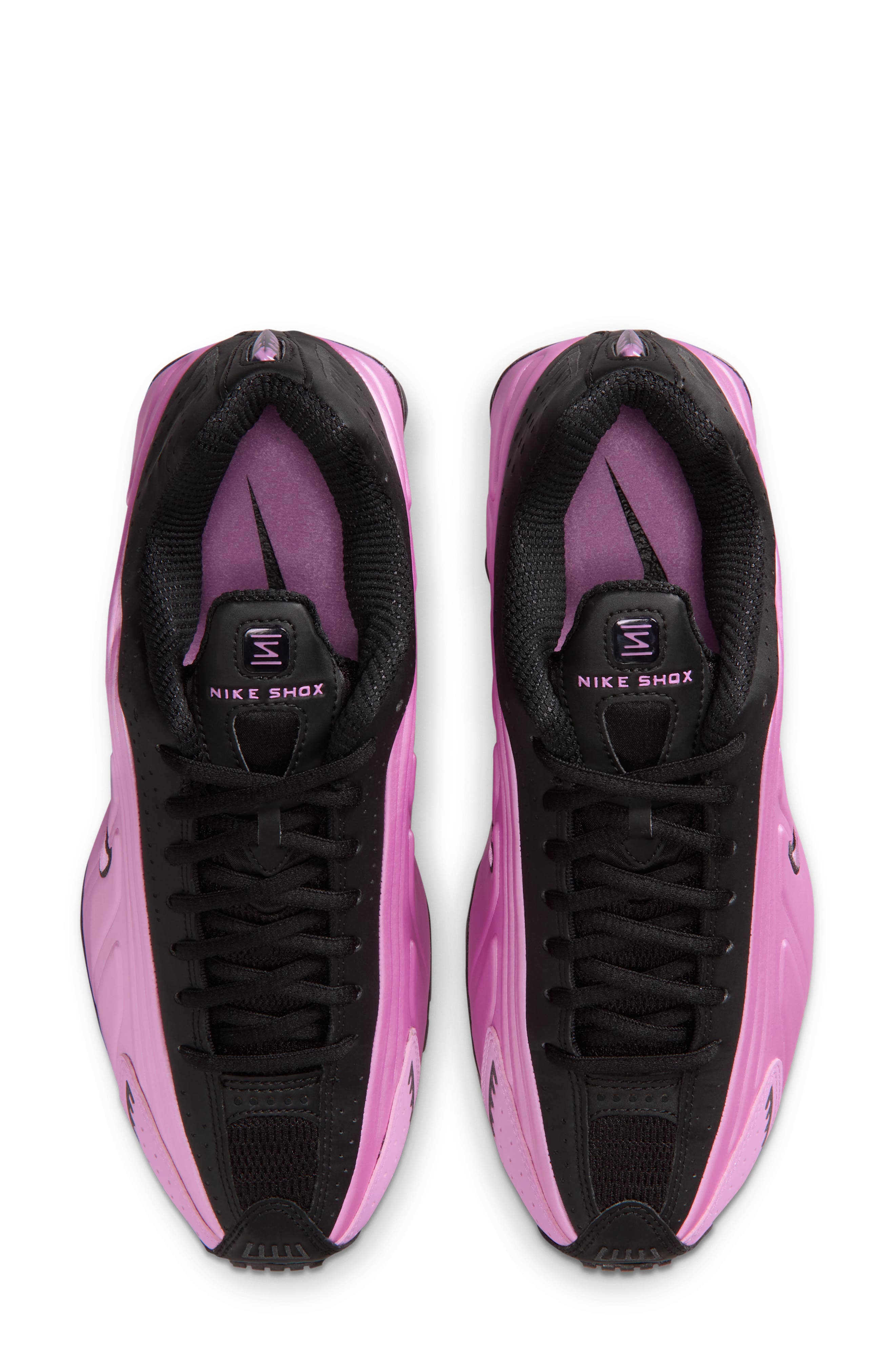 Shox R4 Sneaker, Alternate, color, BLACK/ BLACK/ LIGHT MAGENTA