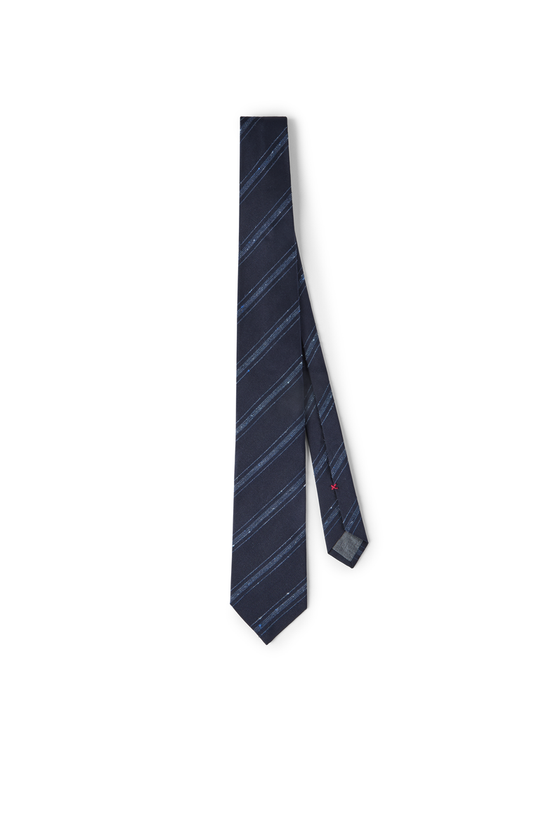 Silk and cotton tie, Main, color, Navy Blue