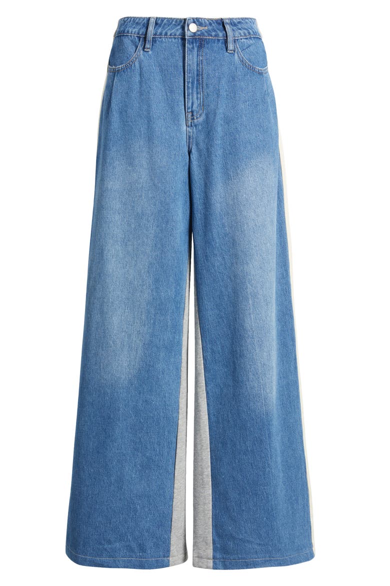 Stripe Wide Leg Jeans, Alternate, color, INDIGO