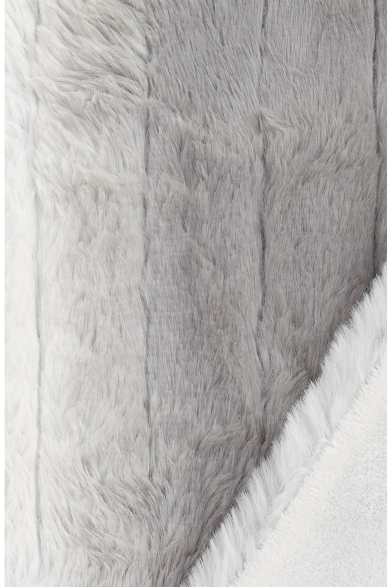 Stripe Faux Rabbit Fur Throw Blanket, Alternate, color, GREY FROST MULTI