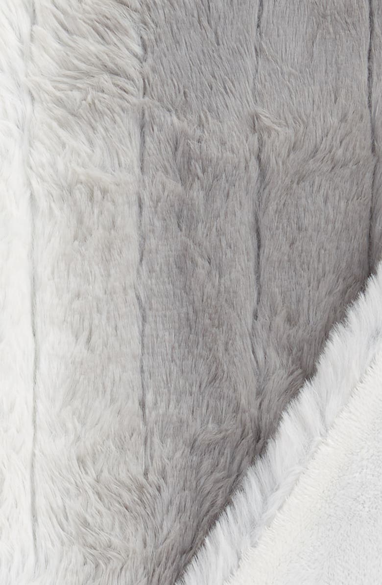 Nordstrom Stripe Faux Rabbit Fur Throw Blanket, Alternate, color, 