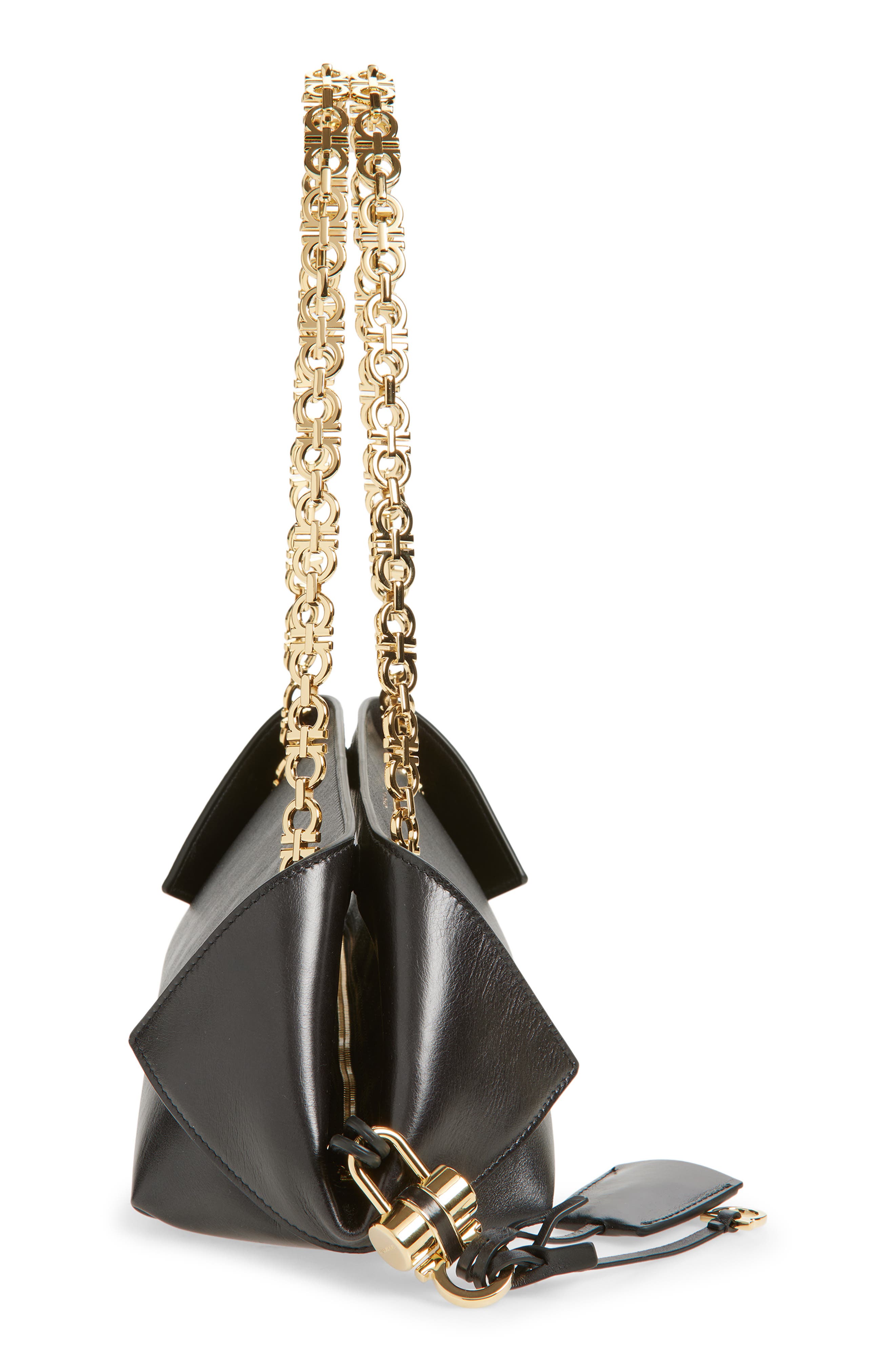 FERRAGAMO X-Small Folded Leather Shoulder Bag, Alternate, color, 