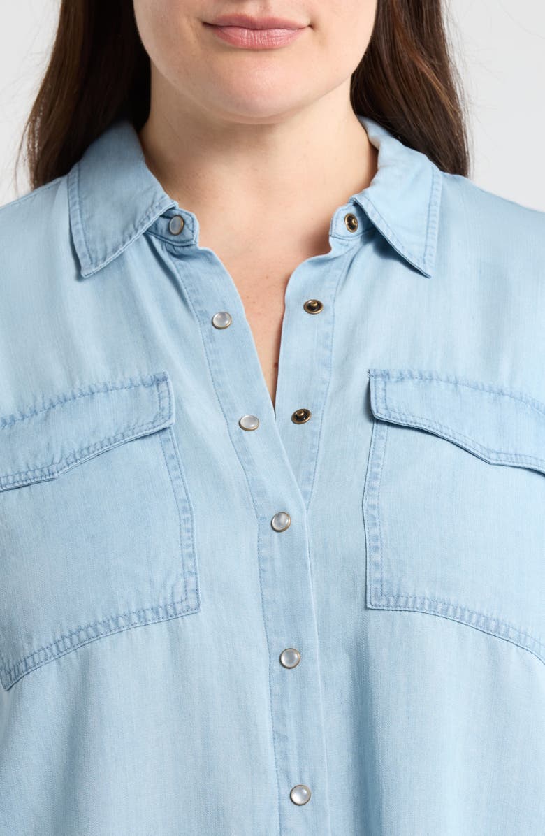 Liverpool Los Angeles Chambray Snap-Up Shirt, Alternate, color, Malibu Light