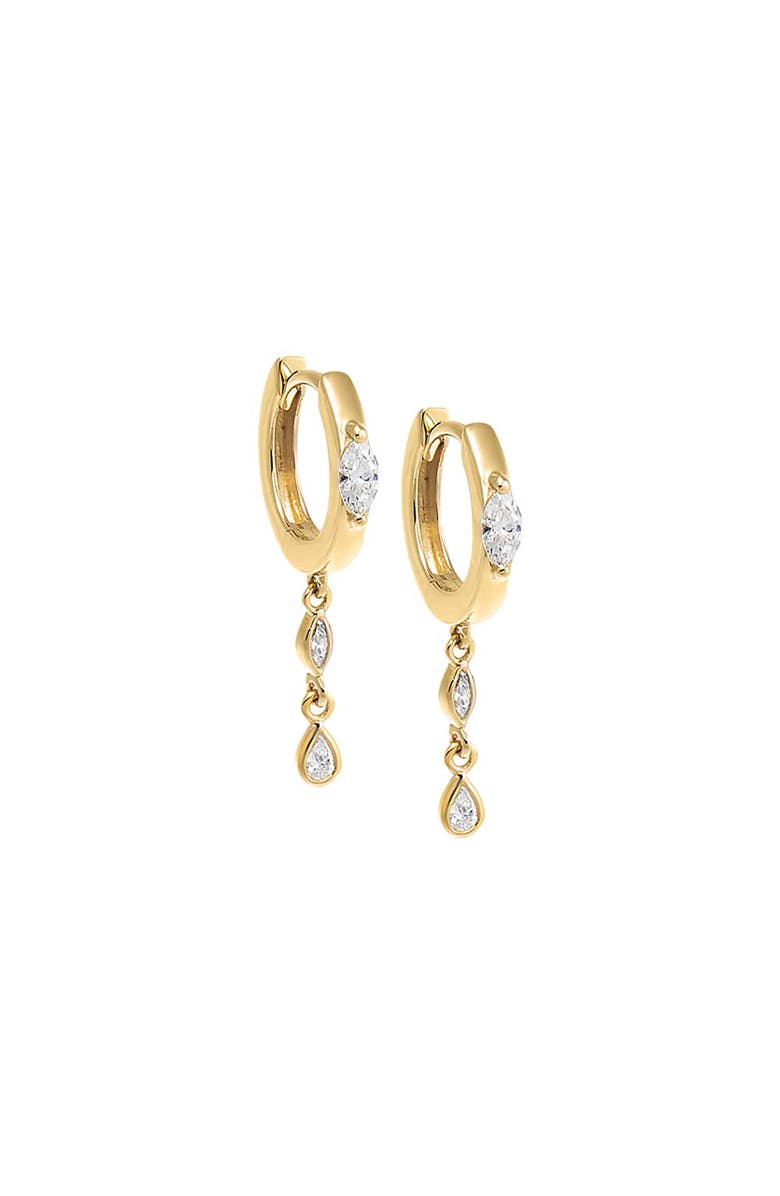 BY ADINA EDEN Diamond Marquise Drop Huggie Earring 14K, Main, color,