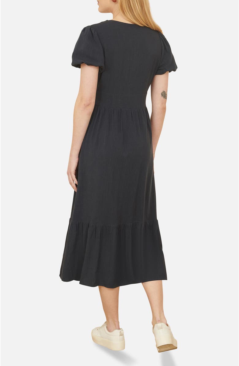 Yumi Viscose Button Through Midi Dress, Alternate, color, Navy