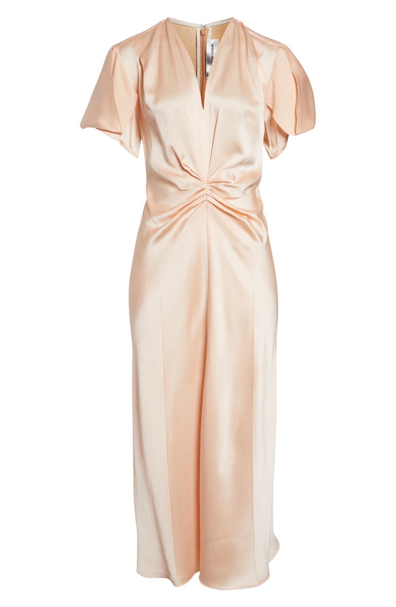 Victoria Beckham Eve Ruched Satin Trumpet Dress, Alternate, color, Blossom