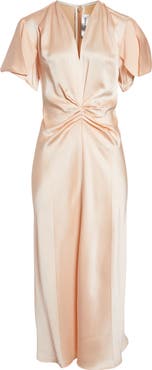Victoria Beckham Eve Ruched Satin Trumpet Dress