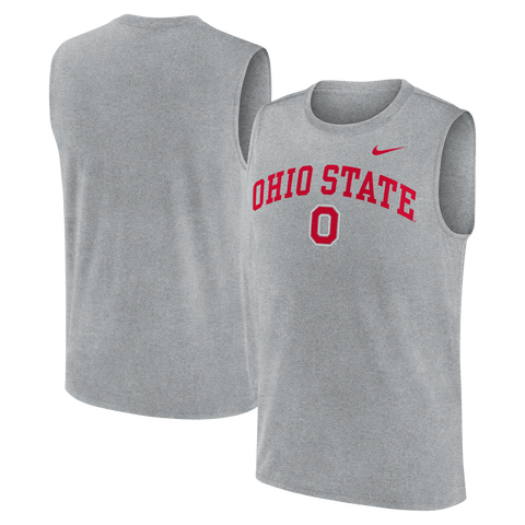 Men's Nike Heather Gray Ohio State Buckeyes Primetime Legend Arch Dri-FIT Muscle Tank Top