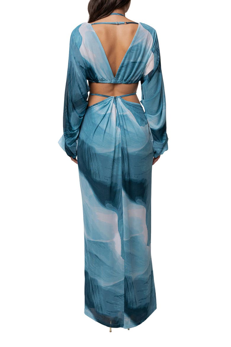 Hera Draped Maxi Skirt, Alternate, color, Sunset Blue