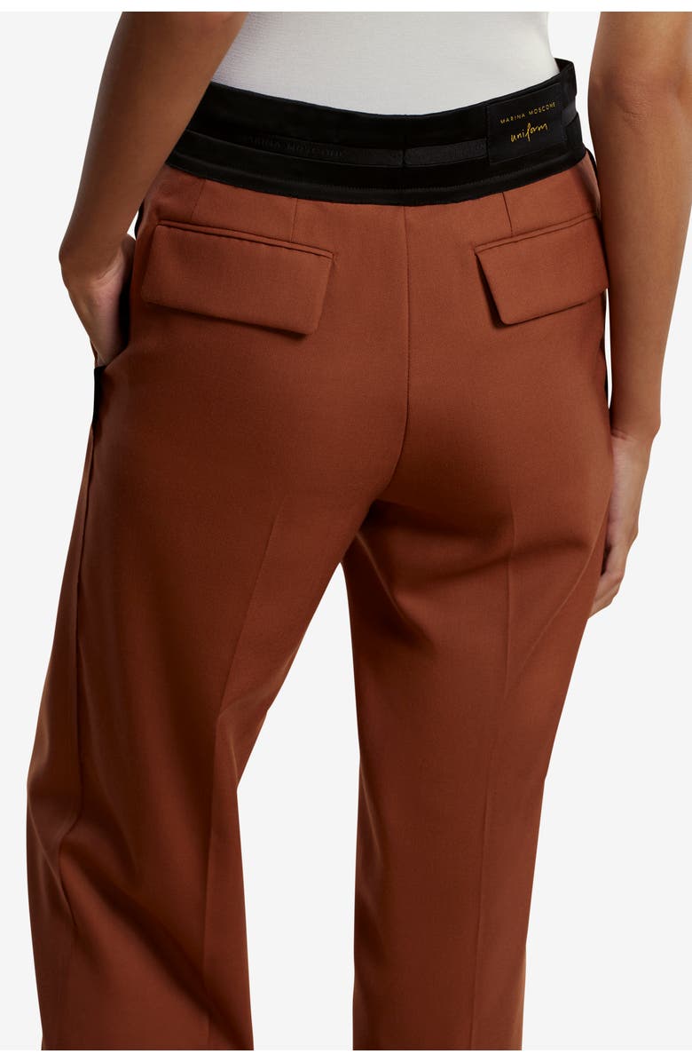 Marina Moscone Relaxed Trouser w/ Raw Edge Detail, Alternate, color, Cognac