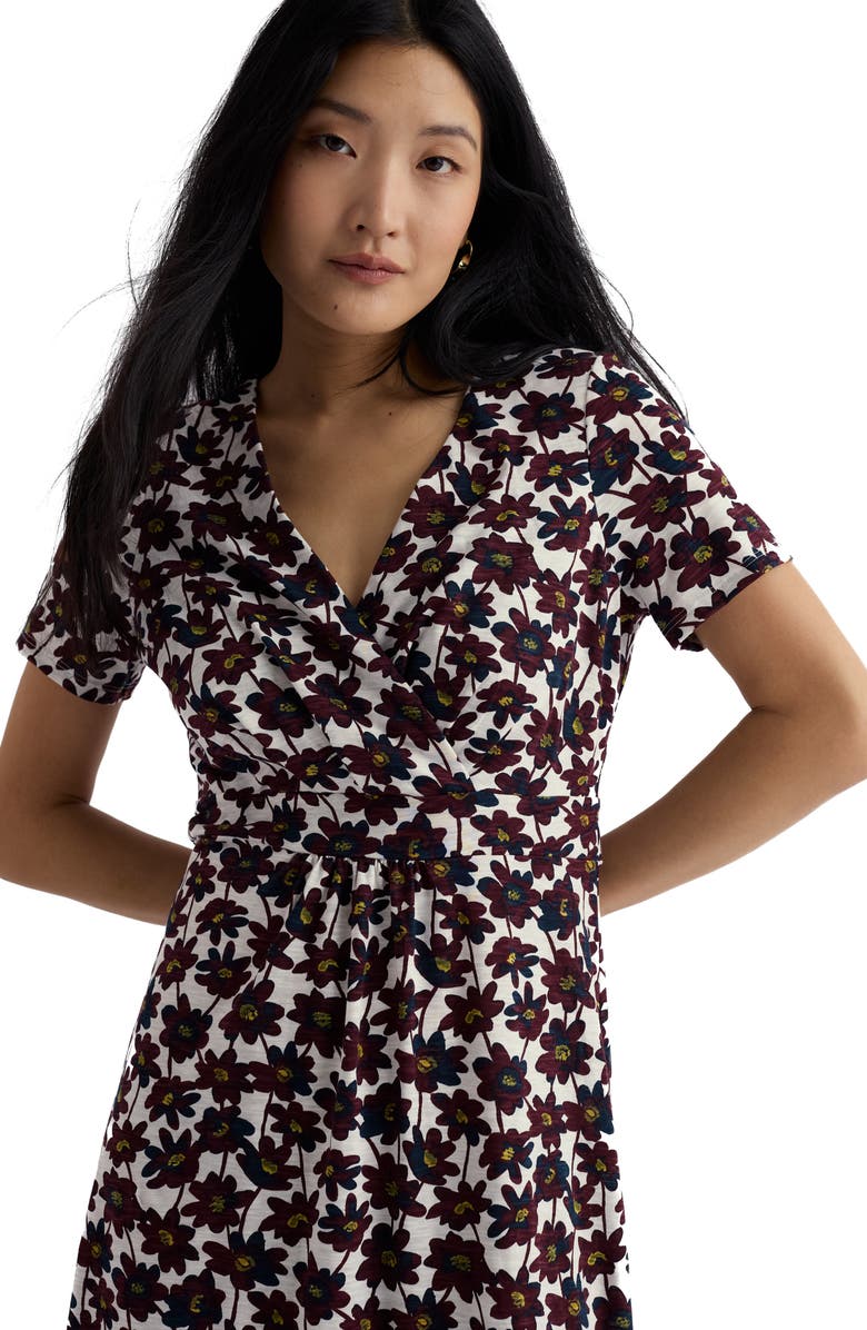 Seasalt Cornwall Chapelle Floral Organic Cotton Jersey Midi Dress, Alternate, color, Little Sponge Spot Tomato