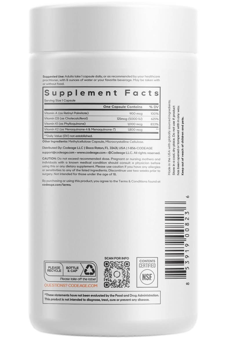 ADK Vitamins, Vitamin A, D3 5000 IU & K Supplement, Alternate, color, White