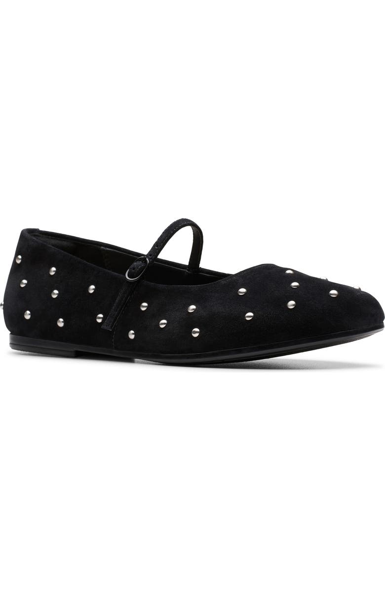 Clarks<sup>®</sup> Livia Stud Mary Jane Flat, Main, color, Black Suede