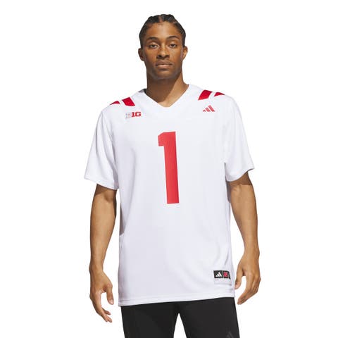 Men's adidas #1 White Nebraska Huskers Away Premier Football Jersey