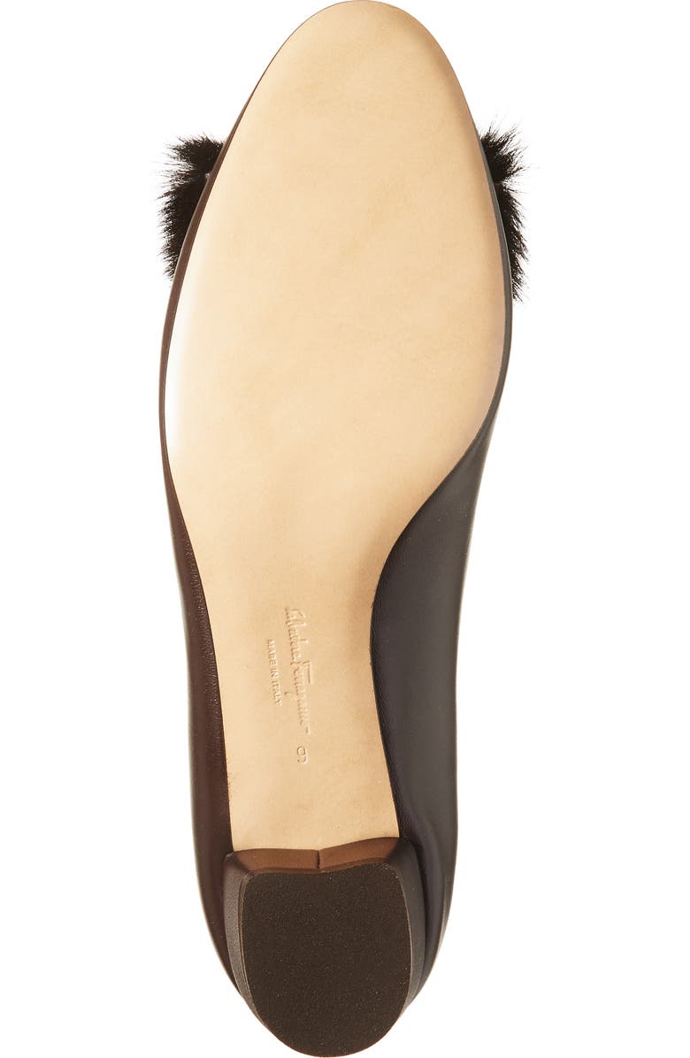 FERRAGAMO Vara Genuine Shearling Bow Pump, Alternate, color, Testa Di Moro Biscotto Ai2011