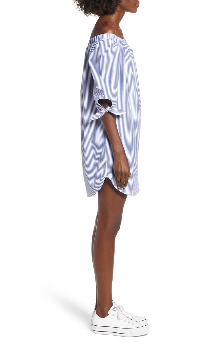 Love, Fire Stripe Off-the-shoulder Poplin Shirtdress, Alternate, color,
