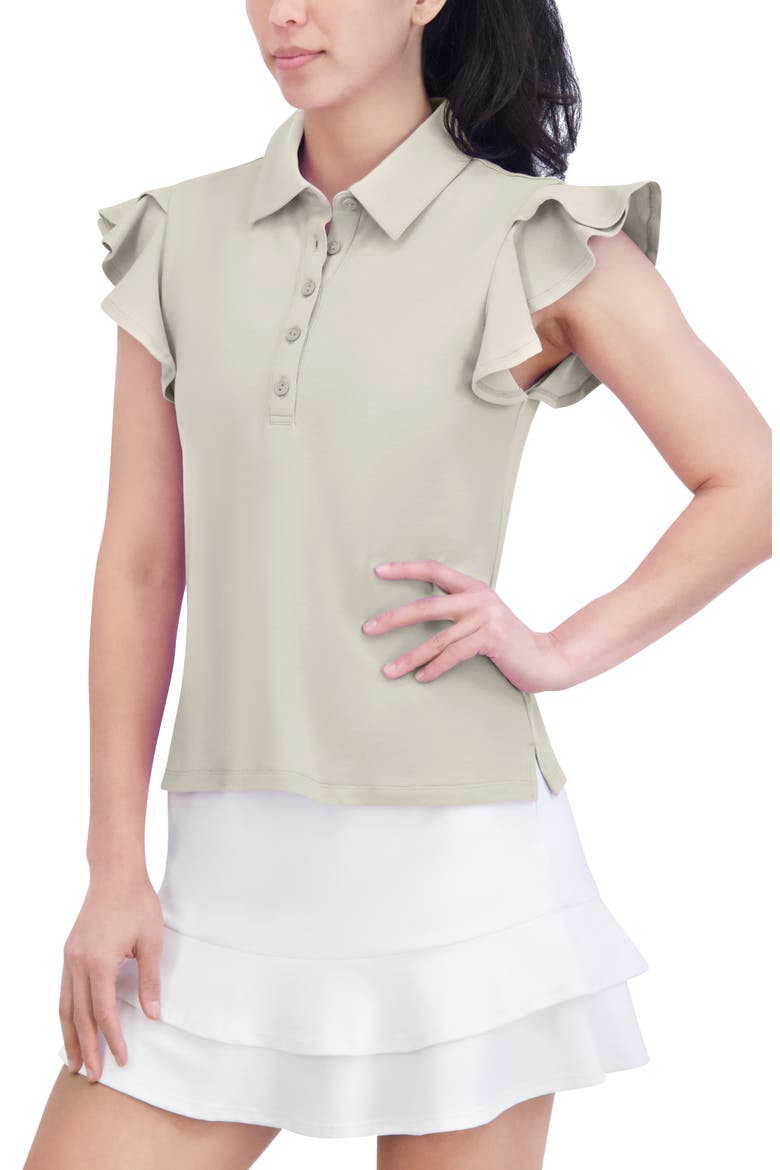 Flyer Ruffled Sleeve Polo, Alternate, color, BEIGE