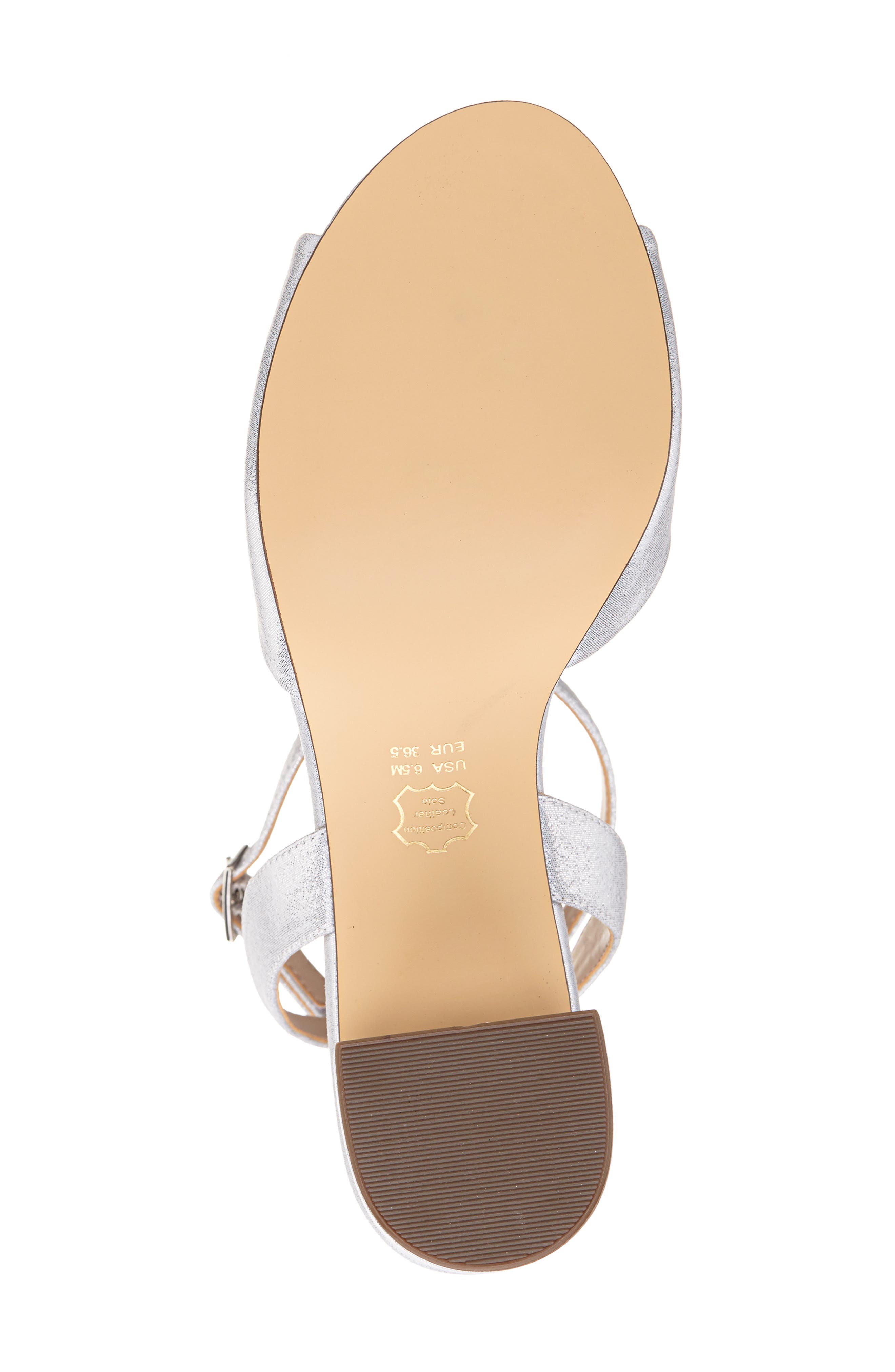 Nina Nigella Glitter Ankle Wrap Sandal, Alternate, color, Silver