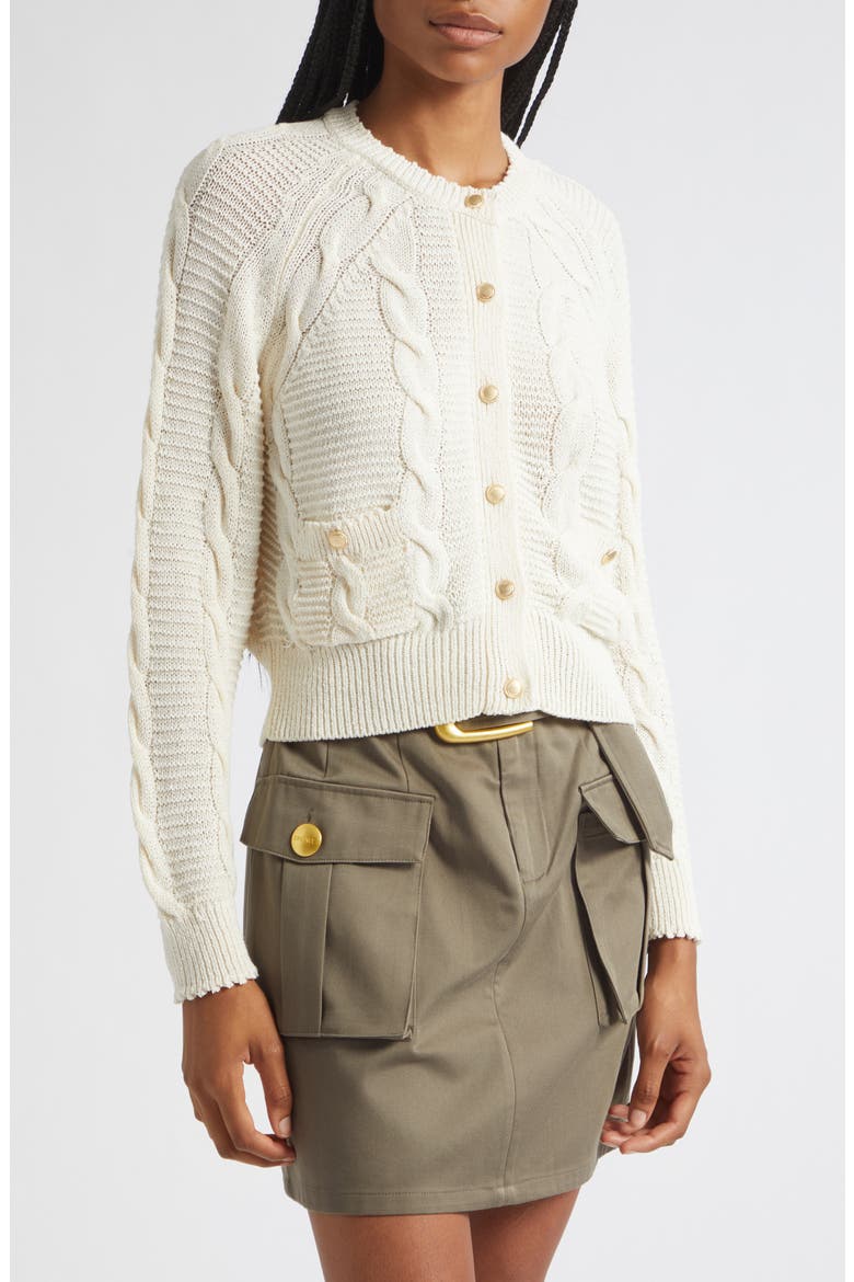Darcy Cable Knit Cardigan, Alternate, color, IVORY