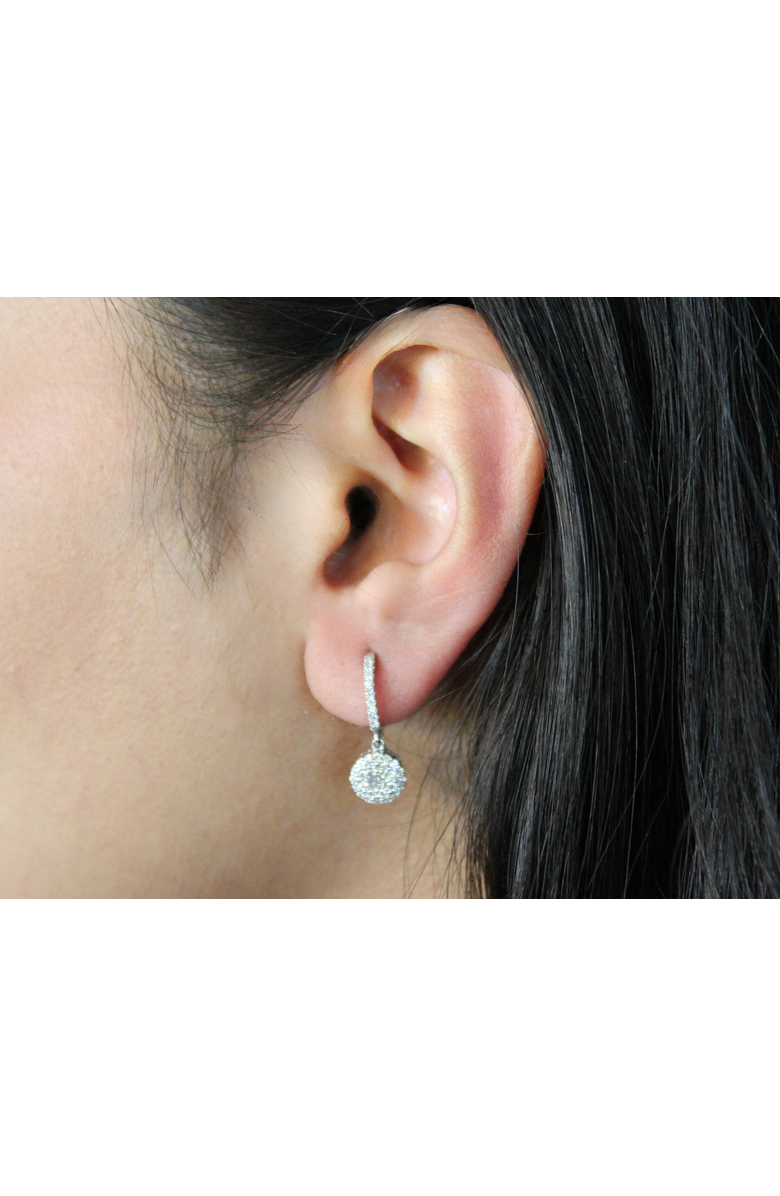 LuvMyJewelry Zinnia Pave Round Diamond Drop Huggie Hoop Earrings in 14K Gold, Alternate, color, 14K White Gold