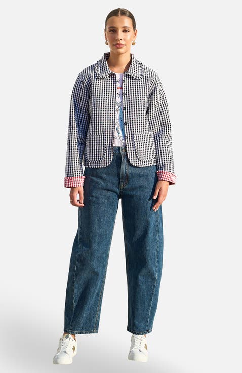 Gingham Frill Collar Jacket