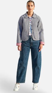 Yumi Gingham Frill Collar Jacket