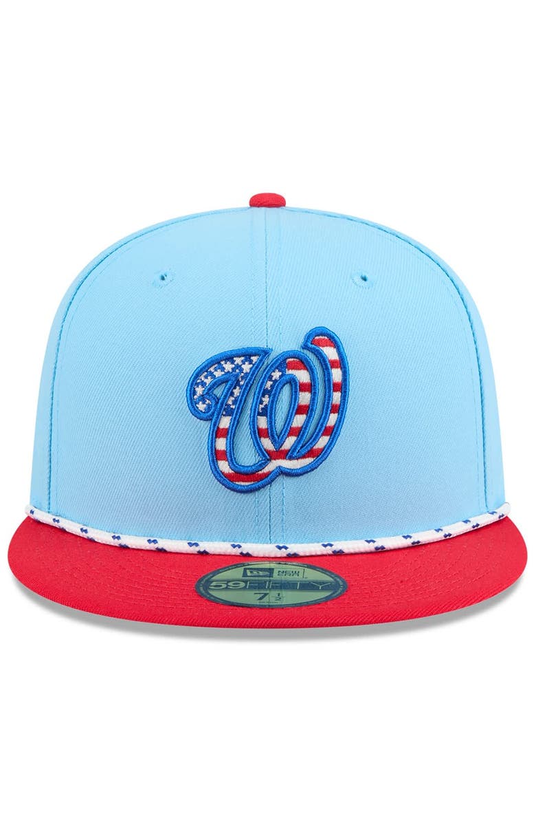 New Era Men's New Era Light Blue/Red Washington Nationals 2025 Fourth of July 59FIFTY Fitted Hat, Alternate, color, Light Blue