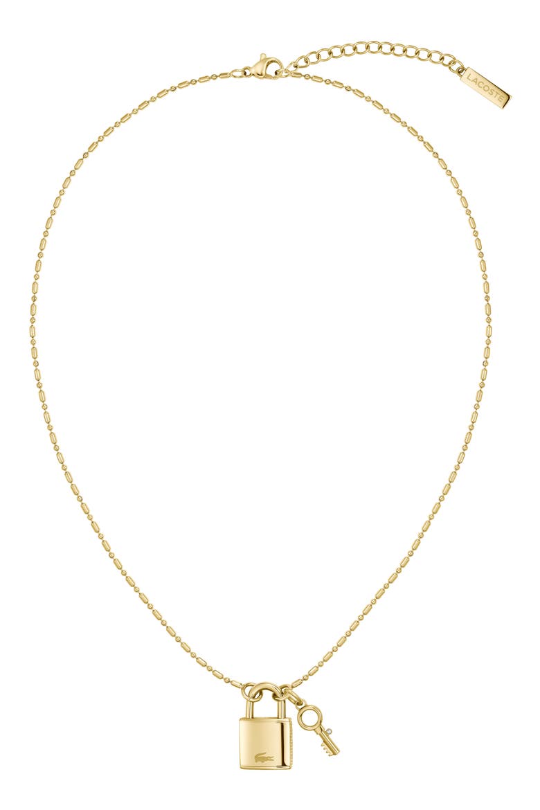 Symbol Lock & Key Pendant Necklace, Main, color, GOLD