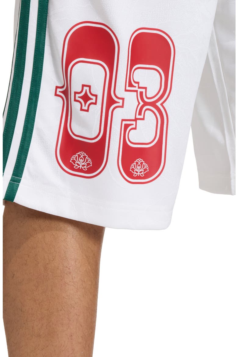The Shorts Roses Drawstring Soccer Shorts, Alternate, color, WHITE/ COLLEGIATE GREEN/