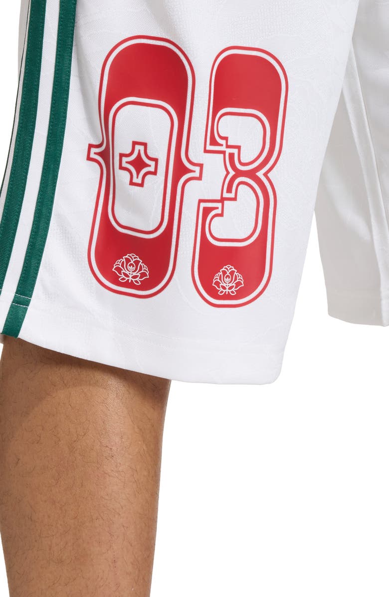 adidas The Shorts Roses Drawstring Soccer Shorts, Alternate, color, White/ Collegiate Green/