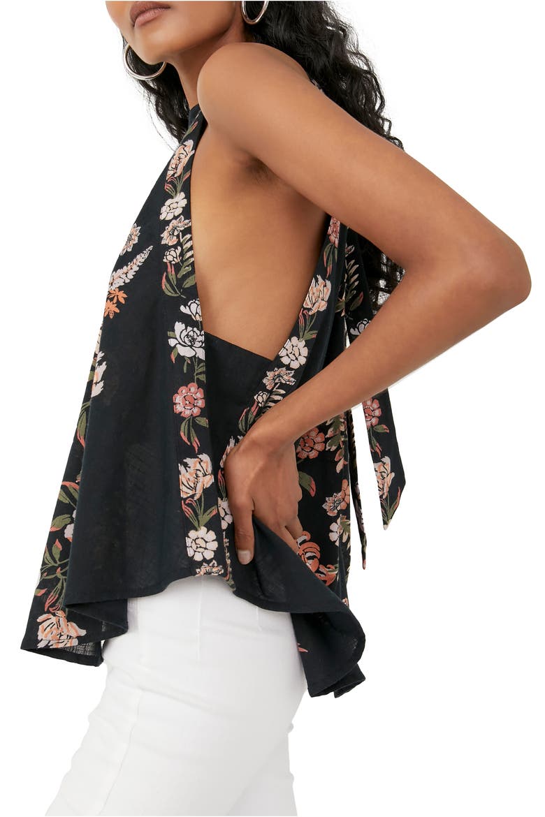 Emily Print Halter Tank, Alternate, color, BLACK