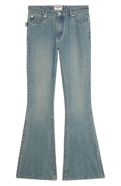 Zadig & Voltaire Eclip Denim High Rise Stud Trim In Light Blue In Blue