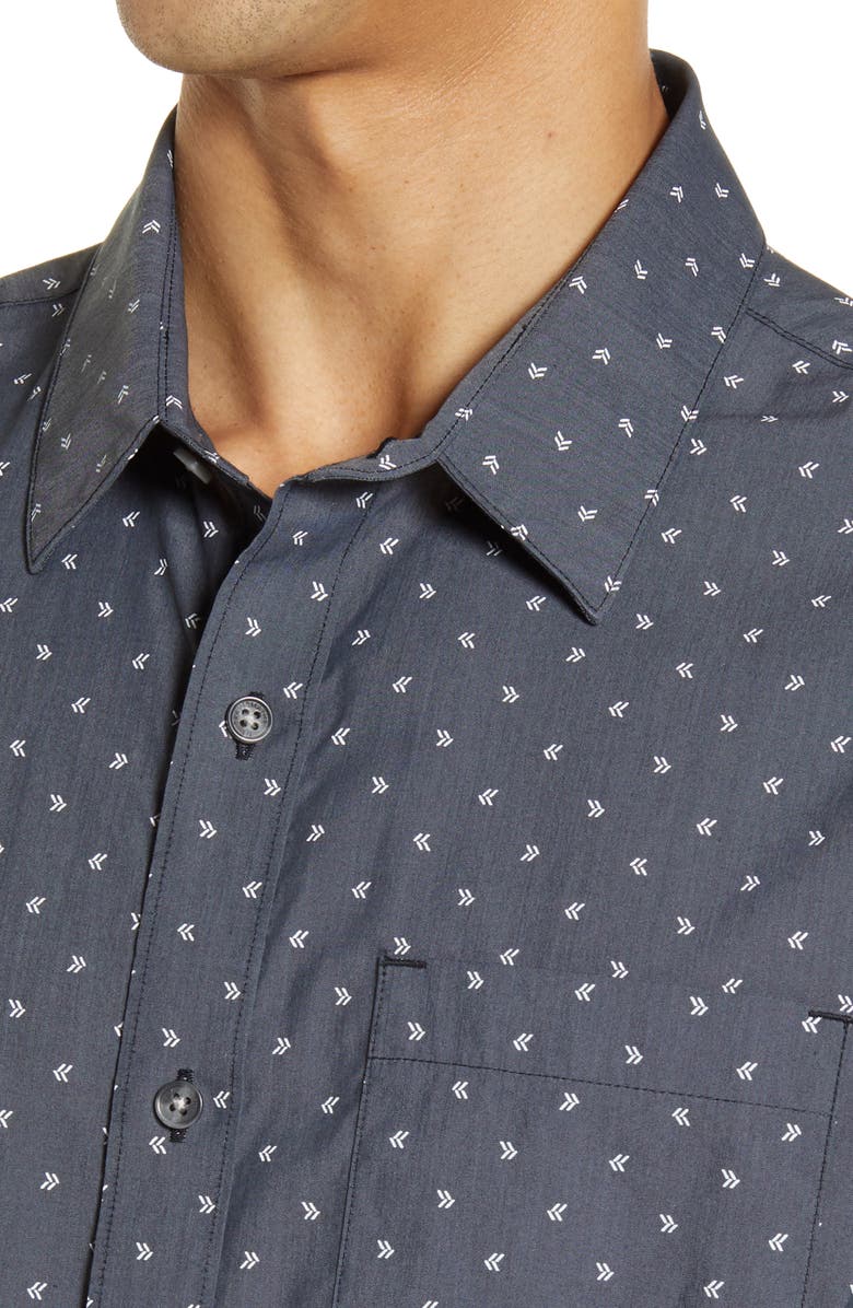 TravisMathew Not Your Best Short Sleeve Button-Up Shirt, Alternate, color, Heather Black