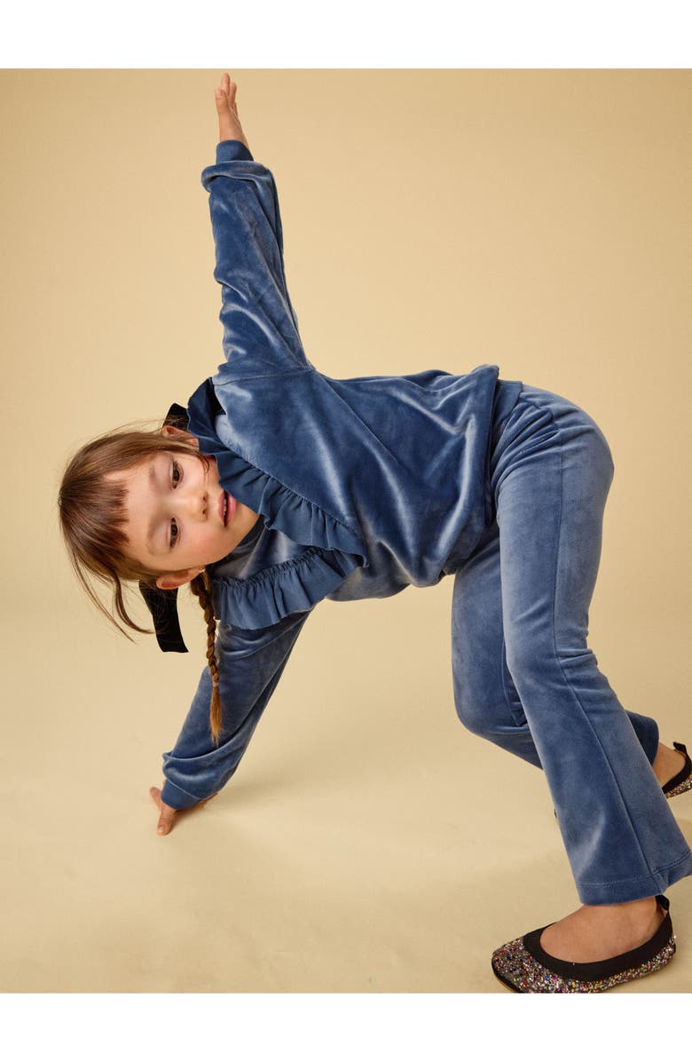 Tea Collection Velour Ruffle Tunic Top, Alternate, color, Naval Blue