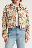 Avec Les Filles Aviator Floral Jacquard Jacket