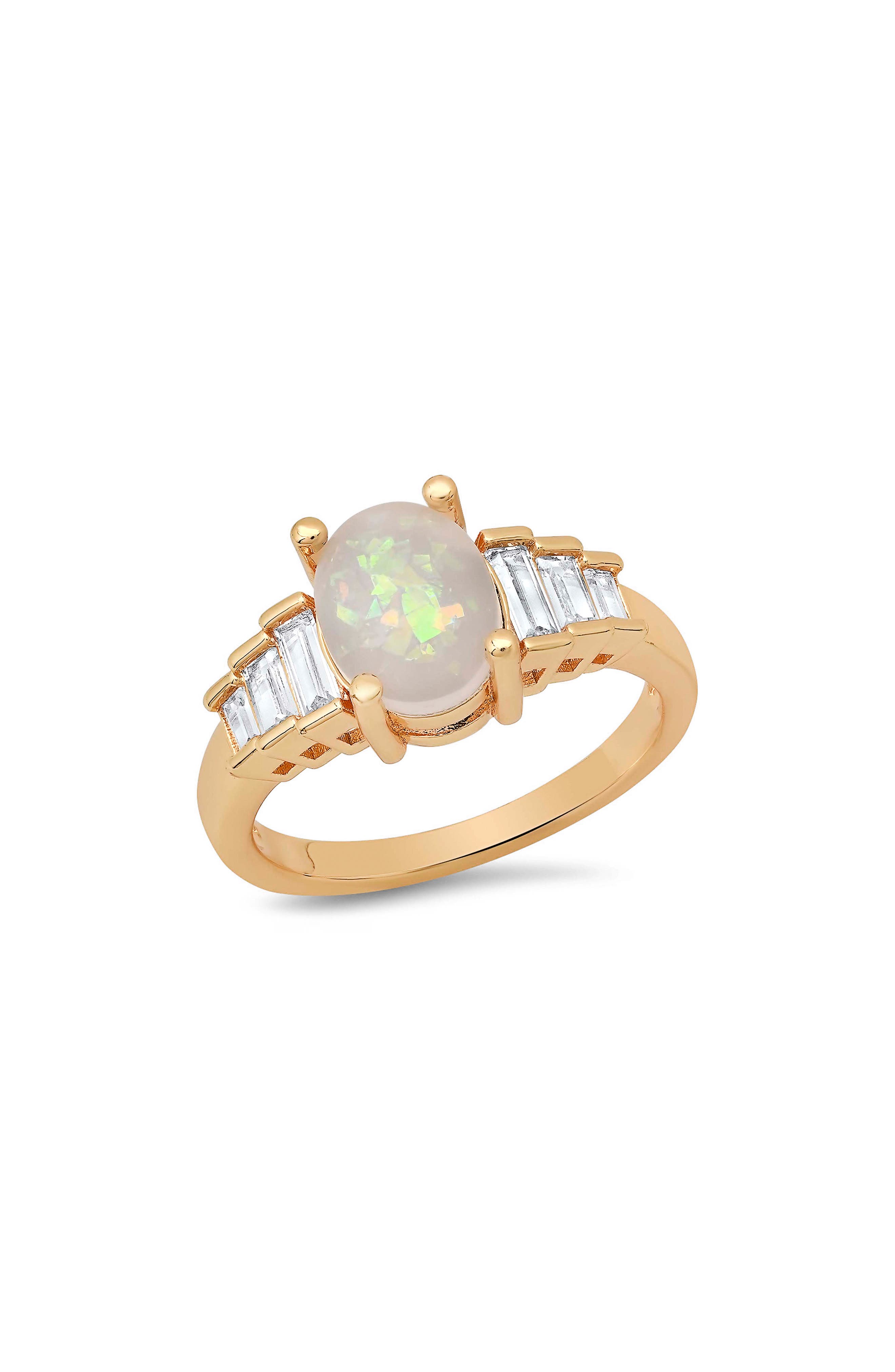 18k Gold Plated Imitation Opal Ring