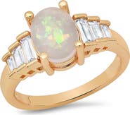 STEELTIME 18k Gold Plated Imitation Opal Ring