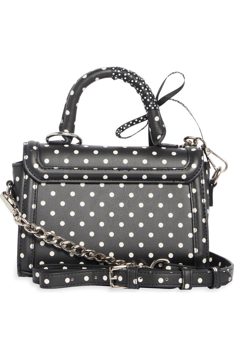Madden Girl Daisy Charm Top Handle Crossbody Bag, Alternate, color, Black Polka Dots