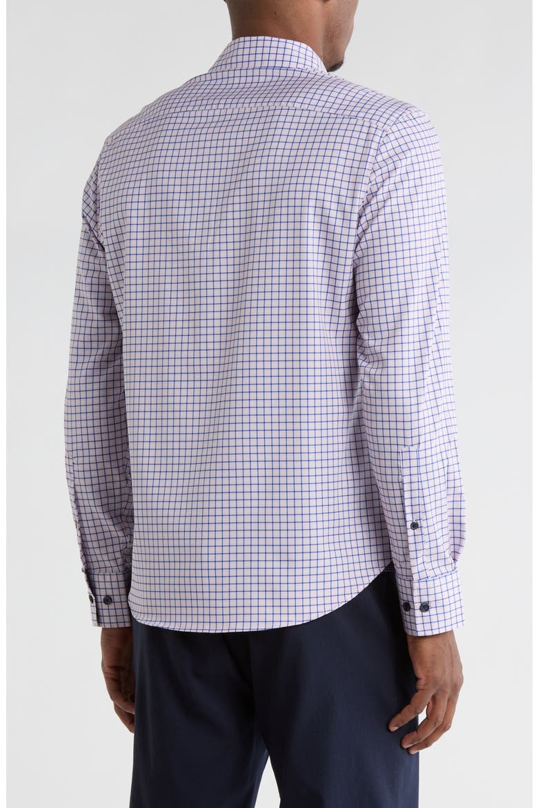 Grid Print Stretch Dress Shirt, Alternate, color, ORANGE/ BLUE