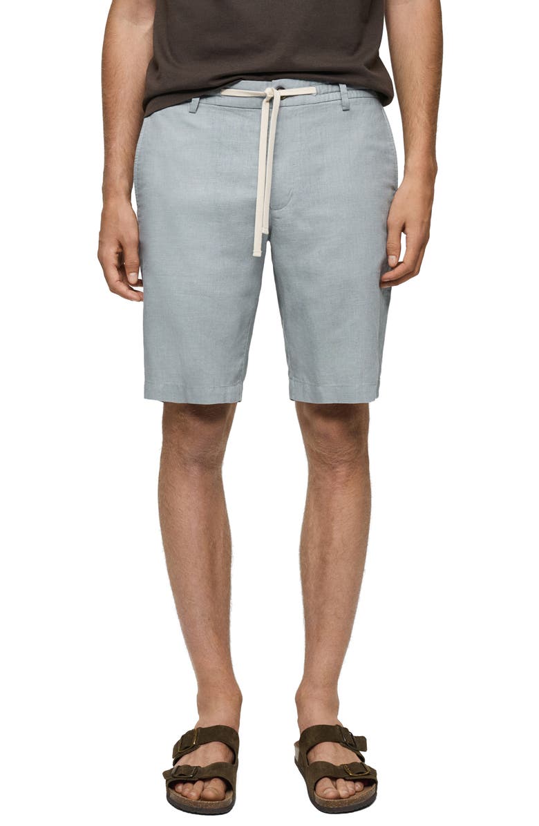 MANGO Slim Fit Linen Shorts, Main, color, 