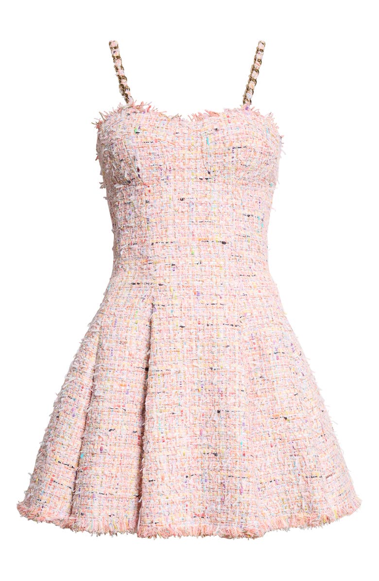 Balmain Multicolor Flared Tweed Minidress, Main, color, Pink