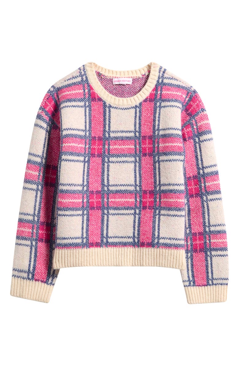 Design History Kids' Plaid Sweater, Main, color, Tan Suede Combo